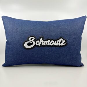Coussin Schmoutz, denim bleu
