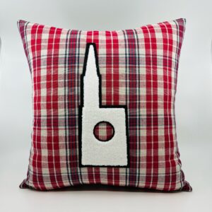 Coussin Cathédrale, kelsch rouge-bleu