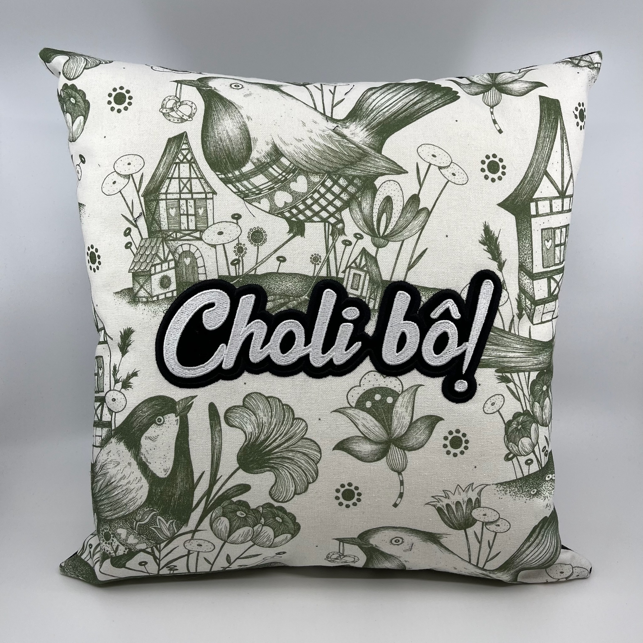 Coussin Choli bô vert, collab’ Missy