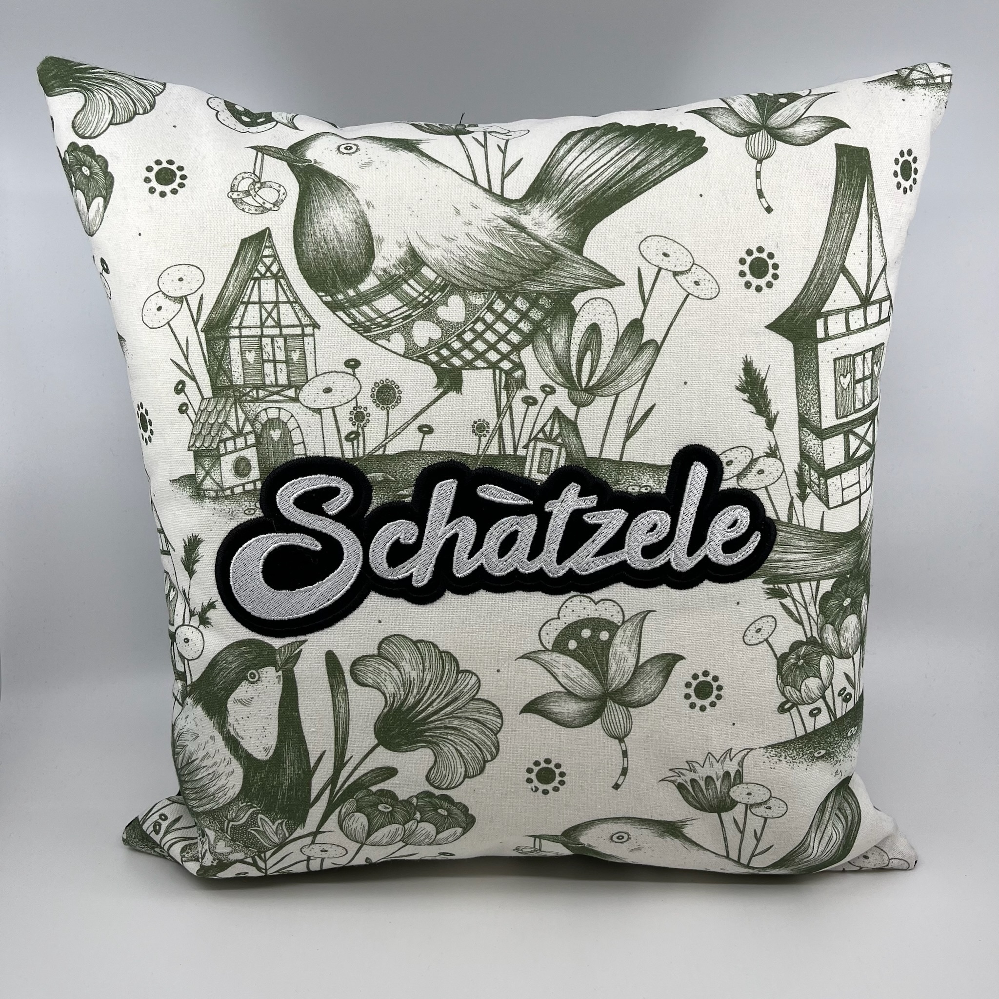 Coussin Schàtzele vert, collab’ Missy