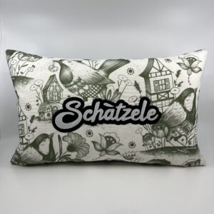 Coussin Schàtzele vert, collab’ Missy