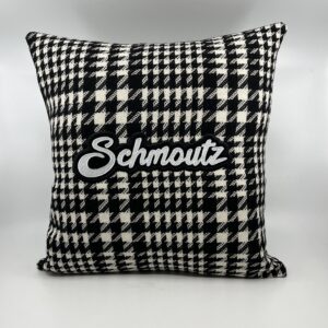 Coussin Schmoutz, lainage noir et blanc