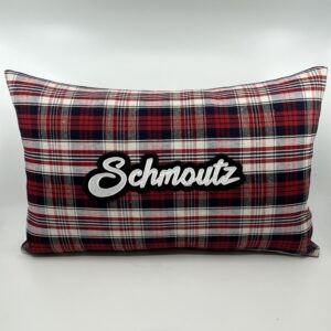 Coussin Schmoutz, Kelsch bleu et rouge