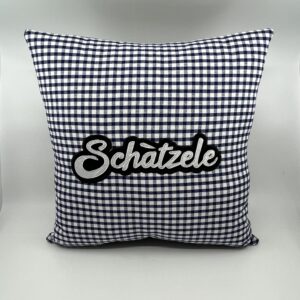 Coussin Schàtzele, Vichy bleu