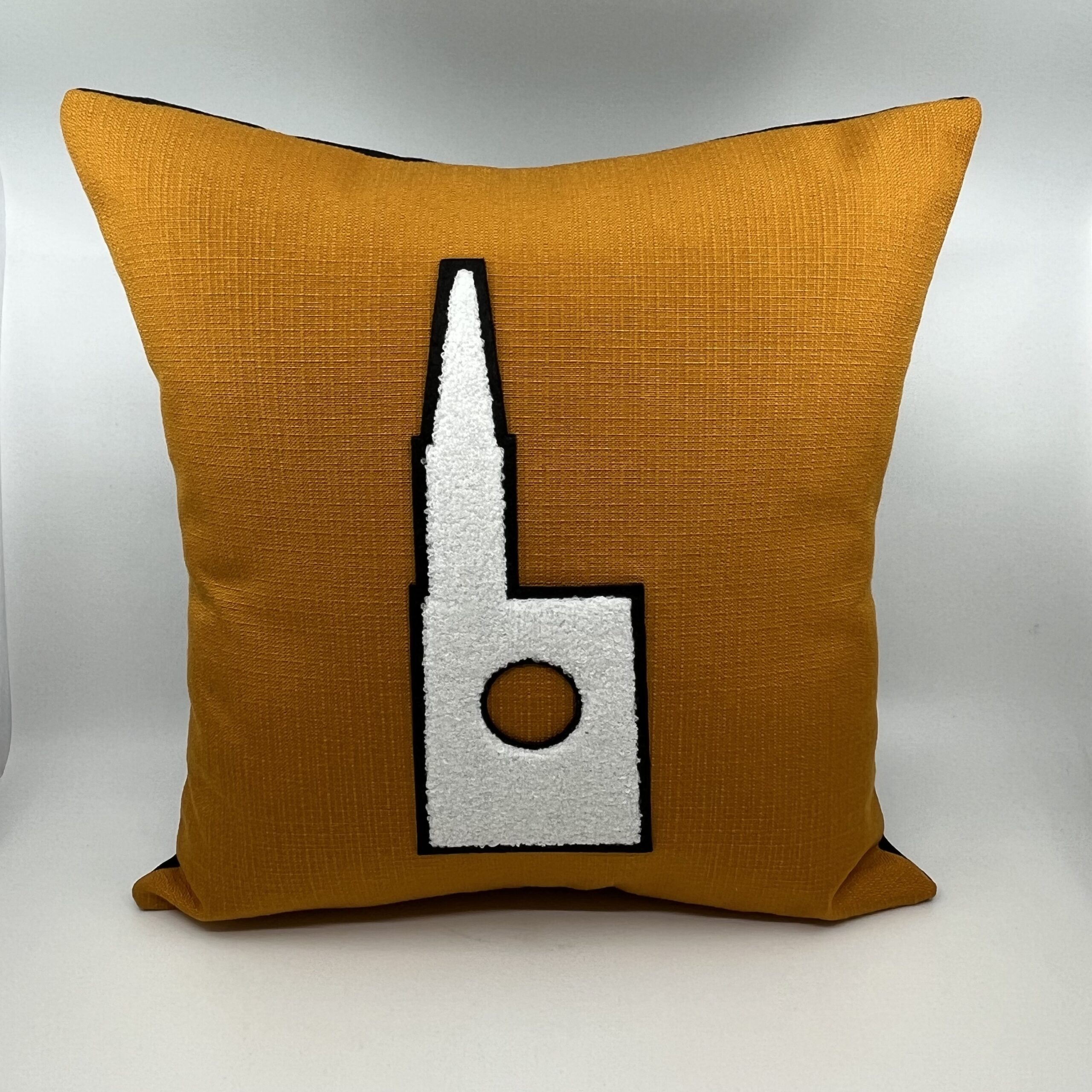 Coussin Cathédrale, toile ocre jaune