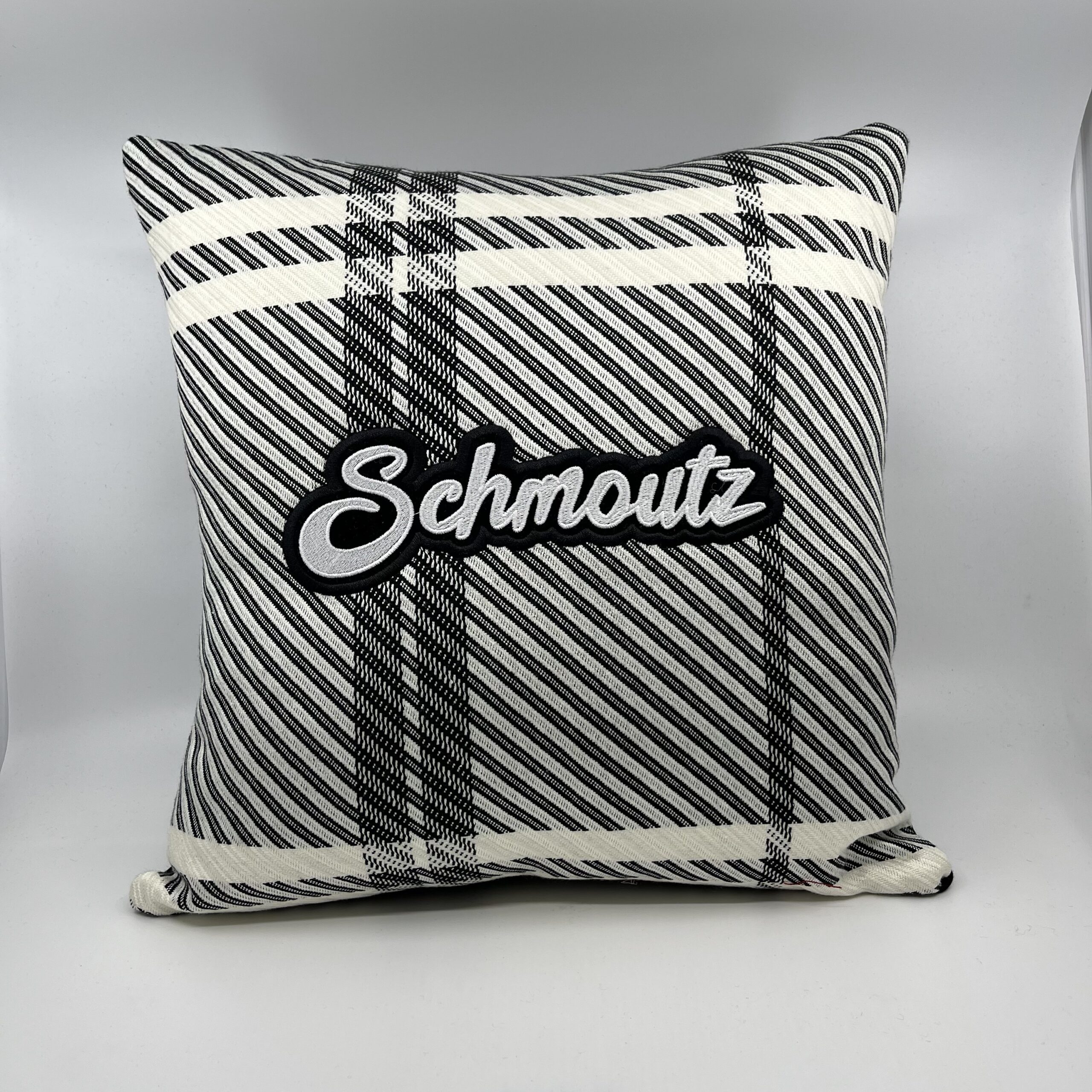 Coussin Schmoutz, noir et blanc