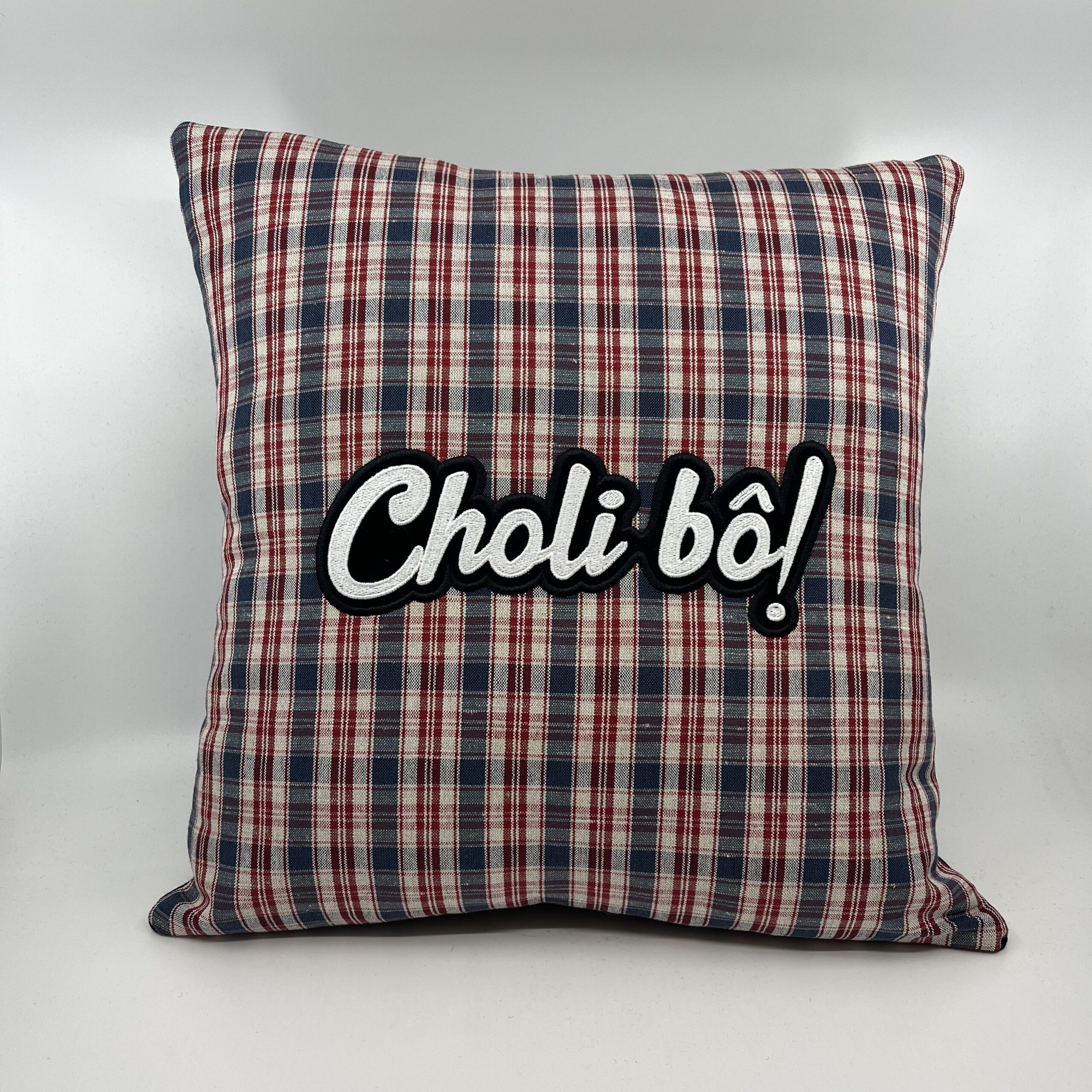Coussin Choli bô ! , Kelsch bleu-rouge