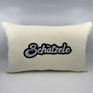 Coussin Schàtzele, velours blanc.