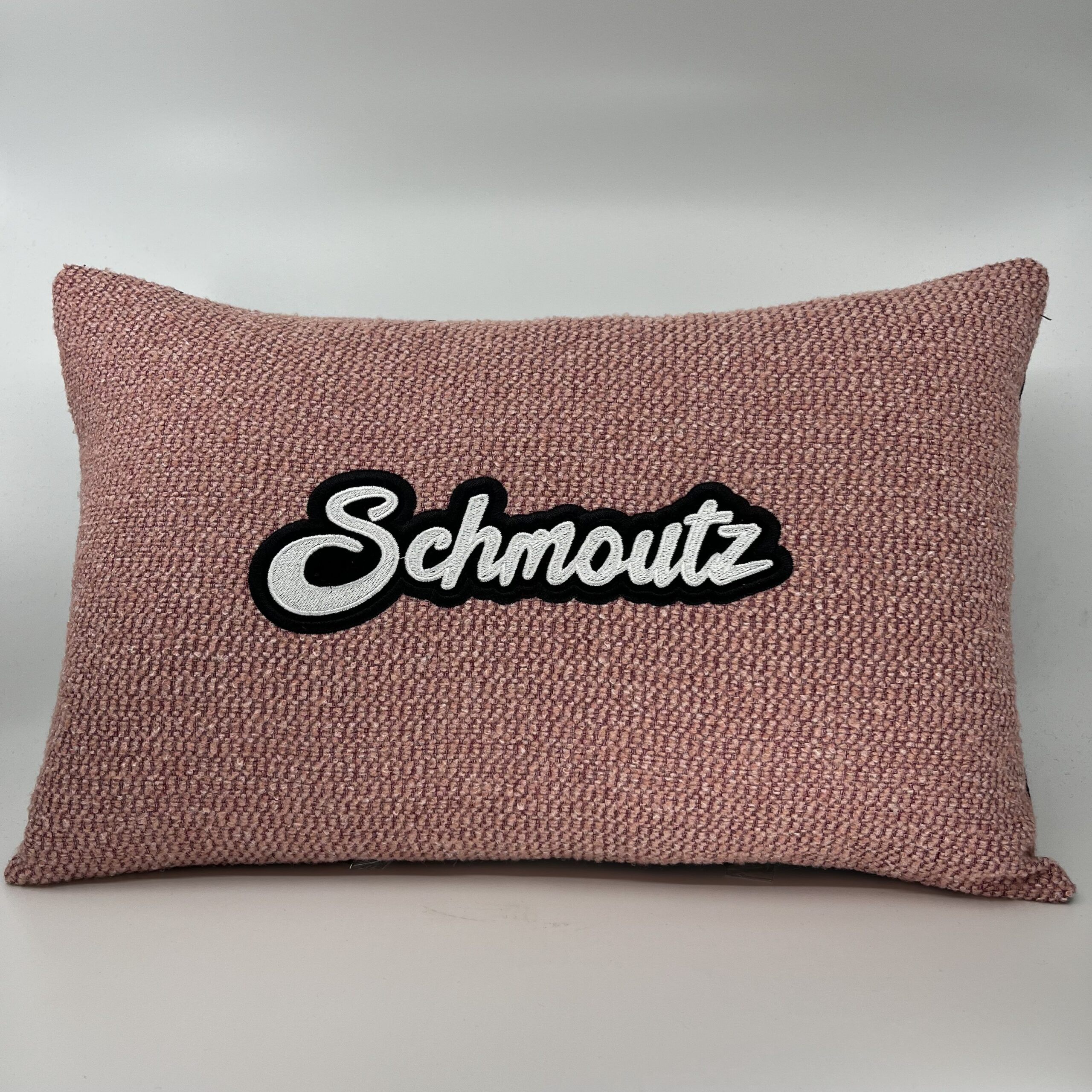 Coussin Schmoutz, lainage rose