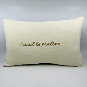 Coussin, « Cucul la praline » Velours blanc