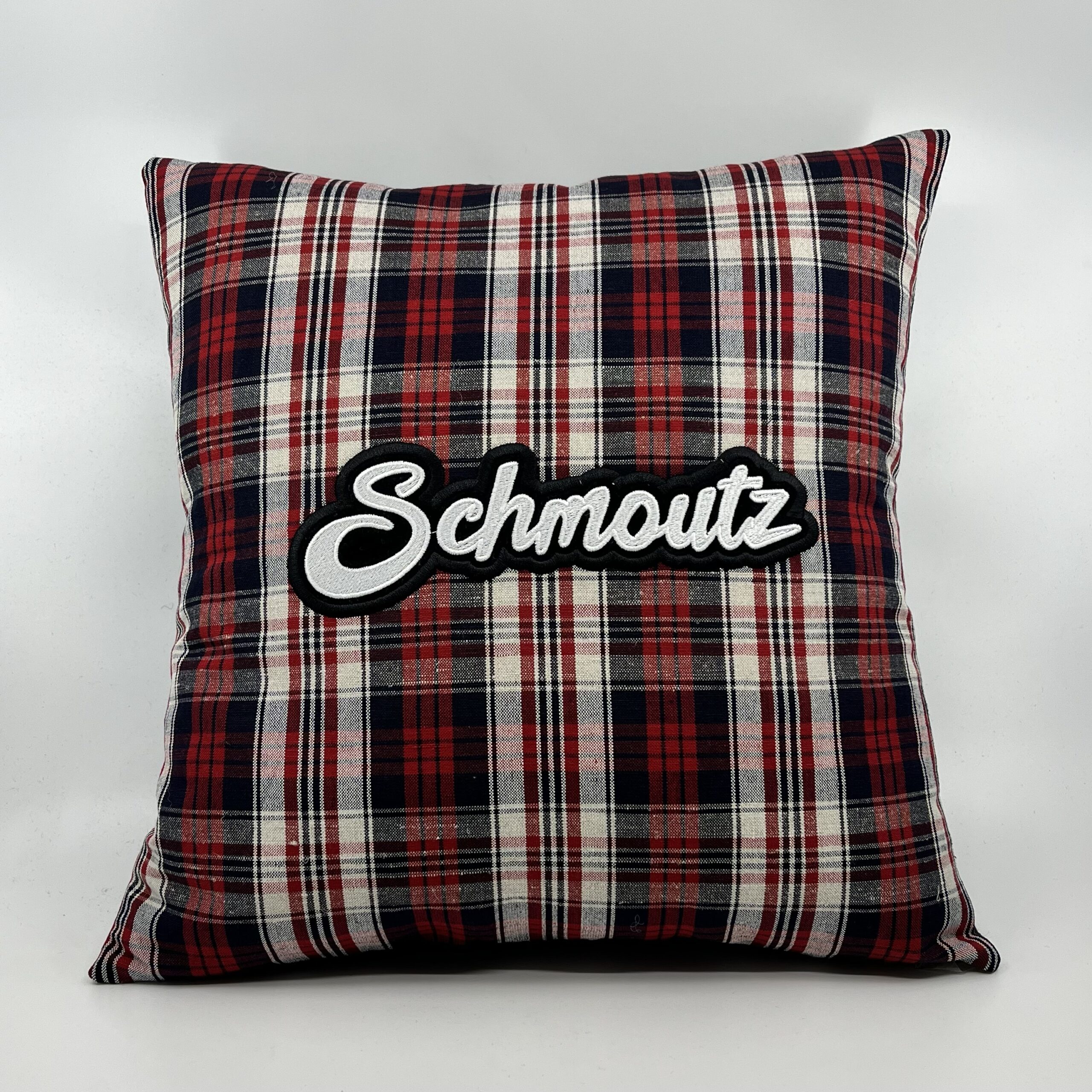 Coussin Schmoutz,
Kelsch bleu-rouge