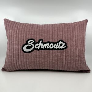 Coussin Schmoutz,
Velours côtelé rose.