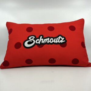 Coussin Schmoutz,
Rouge à pois velours.