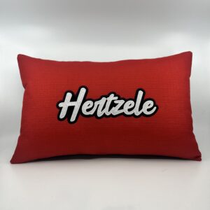 Coussin Hertzele,
Toile rouge.