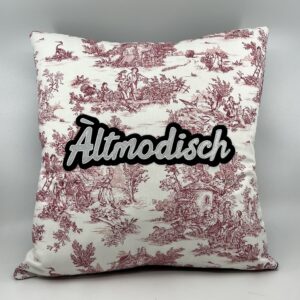 Coussin Àltmodisch,
Toile de Jouy rose.