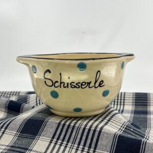 Bol à oreilles “Schisserle”
Pois bleus turquoise