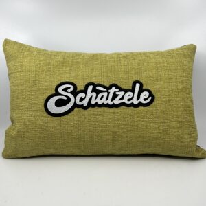 Coussin Schàtzele, velours vert.
