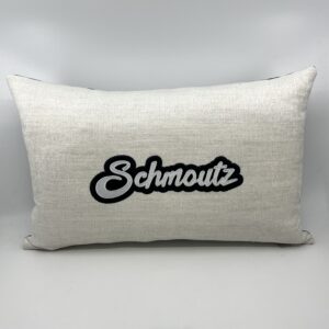 Coussin Schmoutz, 
velours irisé blanc.