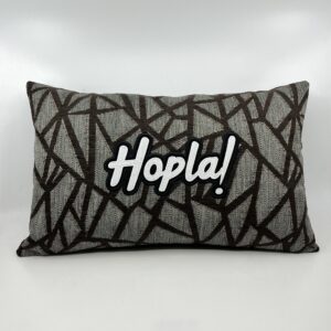 Coussin Hopla !, motifs géométriques