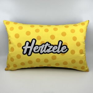 Coussin Hertzele, toile jaune à pois