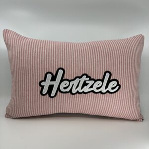 Coussin Hertzele, rayures roses.