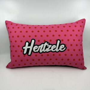 Coussin Hertzele, toile rose à pois