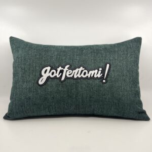 Coussin Gotfertomi,
Toile verte.