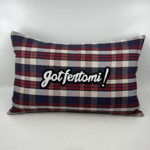 Coussin Gotfertomi,
Kelsch indigo et rouge