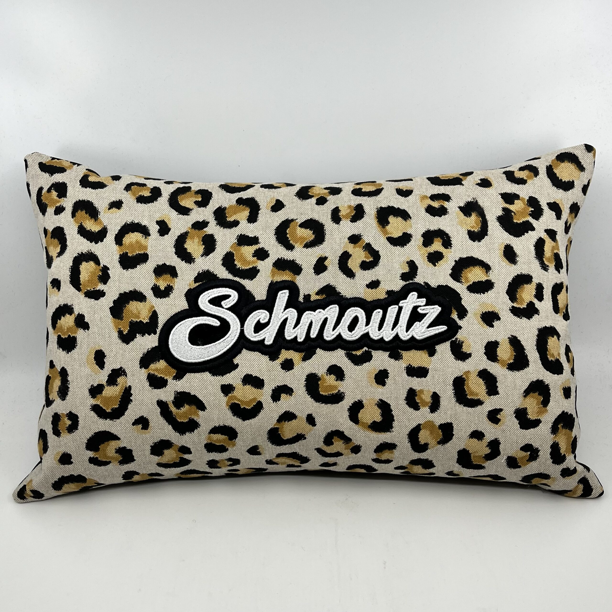 Coussin Schmoutz,
motif léopard