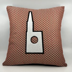 Coussin Cathédrale,
Toile pieds de poule rose.