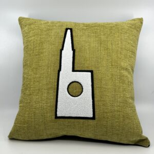 Coussin Cathédrale,
Toile velours vert.