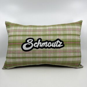 Coussin en kelsch alsacien vert motif schmoutz