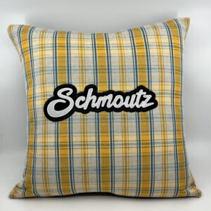 Coussin en kelsch alsacien jaune motif schmoutz