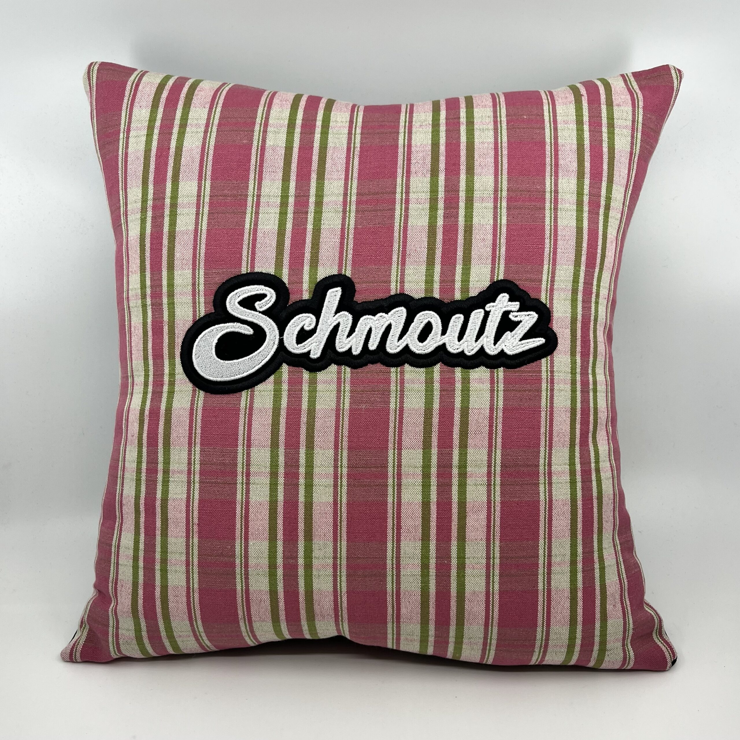 Coussin en kelsch alsacien rose motif schmoutz