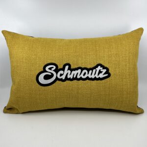 Coussin Schmoutz,
Toile velours jaune