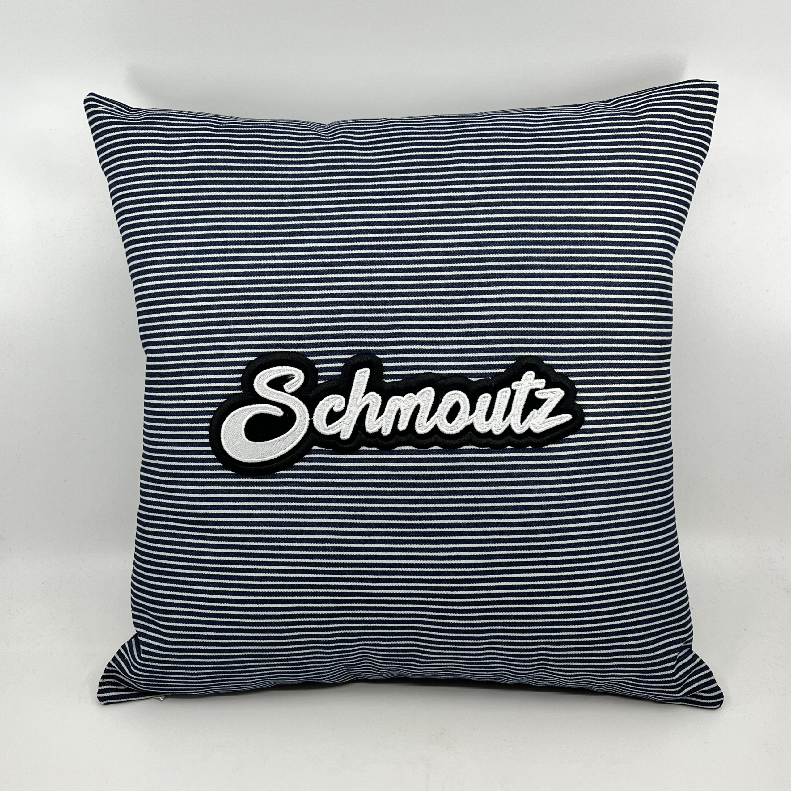 Coussin Schmoutz, Denim à rayures