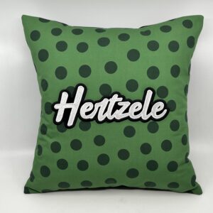 Coussin Hertzele,
Toile gros pois verts